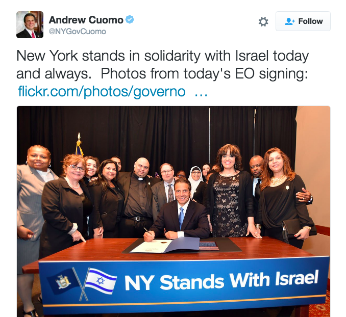 NY Gov. anti-BDS policy is “21st-century McCarthyism”