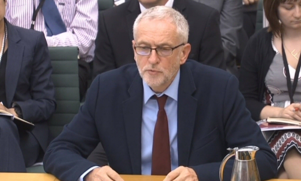 Jeremy Corbyn under questioning by the Select Committee
