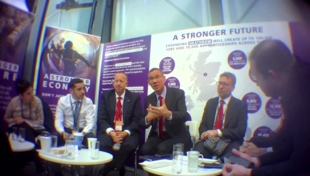 JLM Chair Jeremy Newmark (centre) flanked by Israeli Ambassador Mark Regev (right) and discredited Embassy staffer Shai Masot at Labour Party conference in 2016. Picture: Al-Jazeera